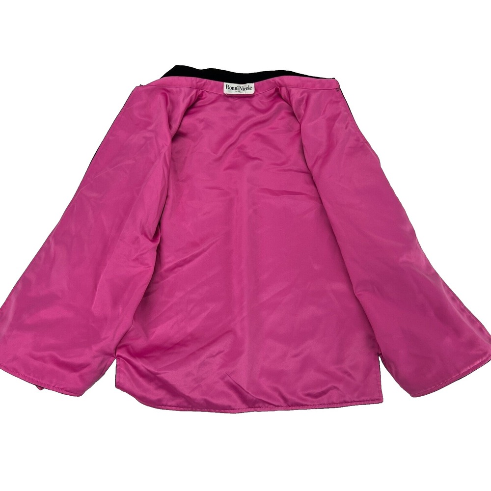 Ronni Nicole Ouida VTG Y2K‎ Black Velvet S Pink Lined Dressy Shirt Jacket Party - Picture 8 of 16